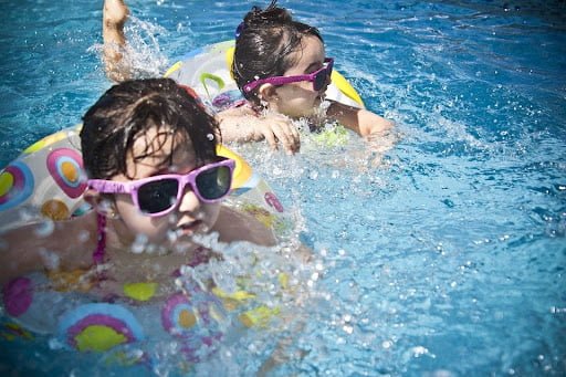 Enjoying the swimming pool