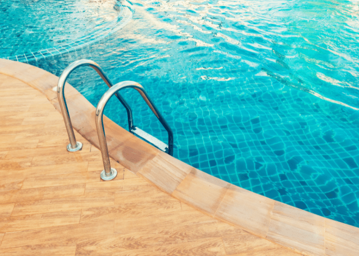 Steps leading into a swimming pool