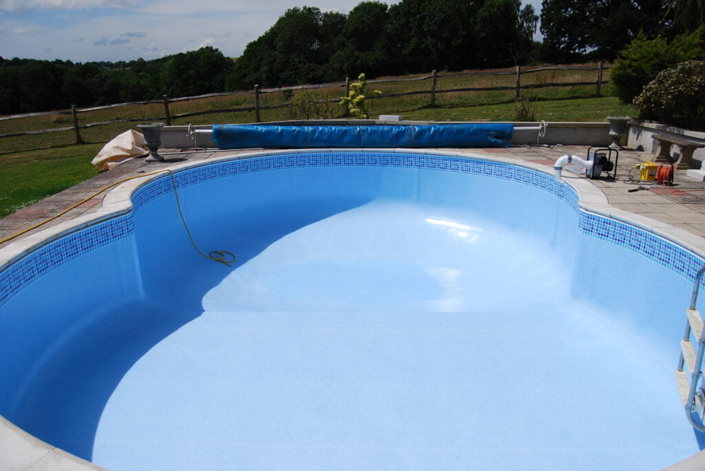 Blue swimming pool liner