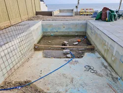 inside of a half built pool