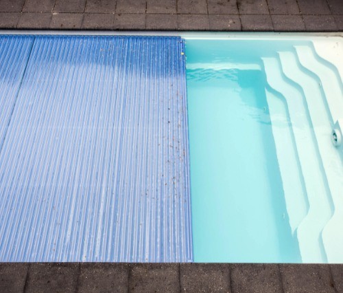 swimming pool cover on outdoor swimming pool