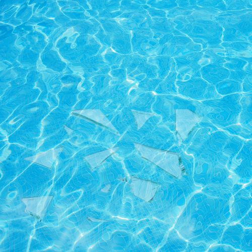 broken glass in pool water