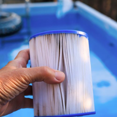 hand holding a swimming pool filter
